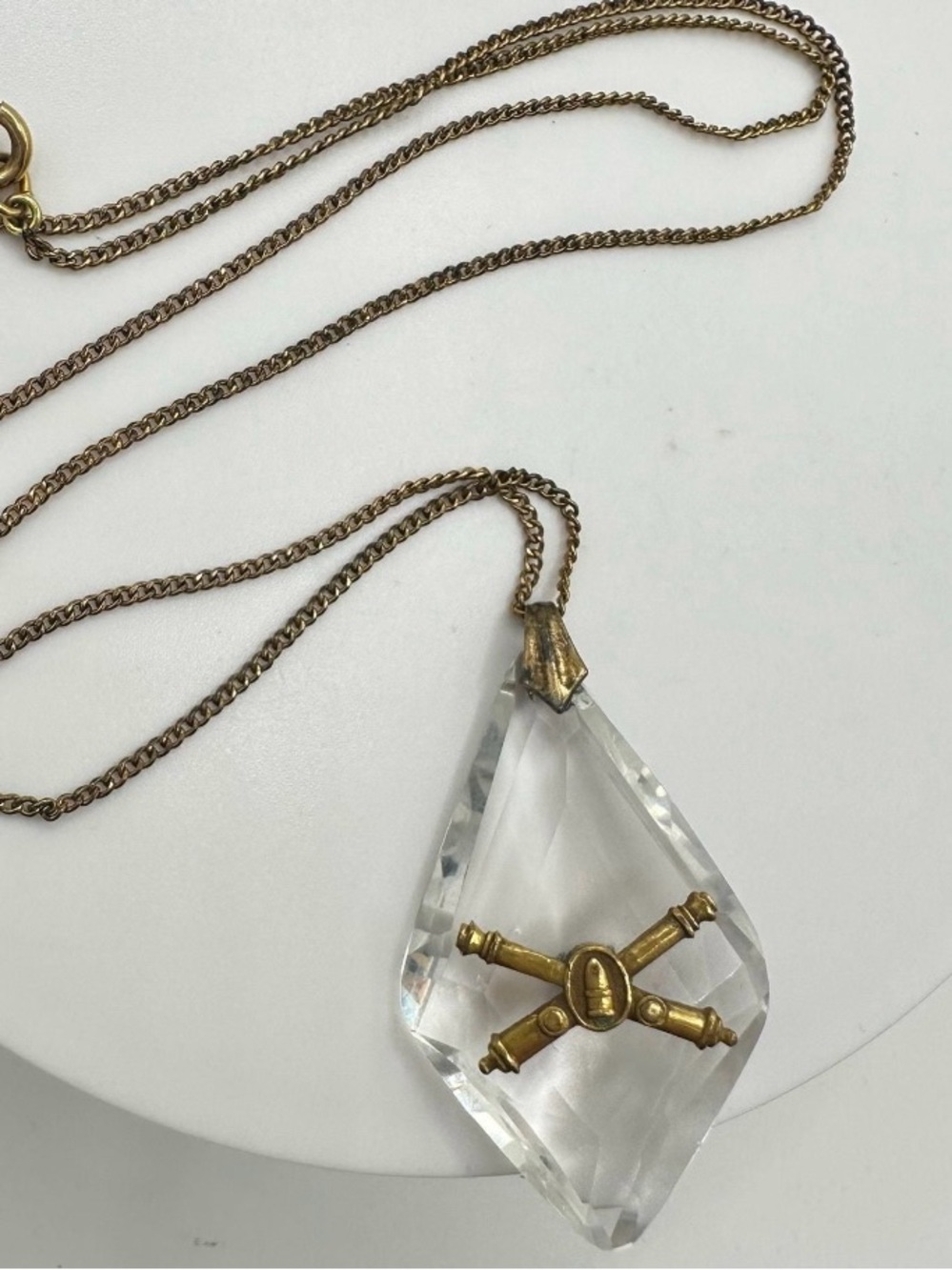 RARE 1940s WWII Artillery Sweetheart Necklace on 12Kt Gold Filled 18” Chain